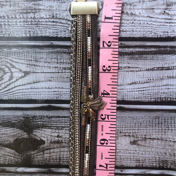 Boho Faux leather bracelet with rhinestones Pretty - Picture 4 of 4